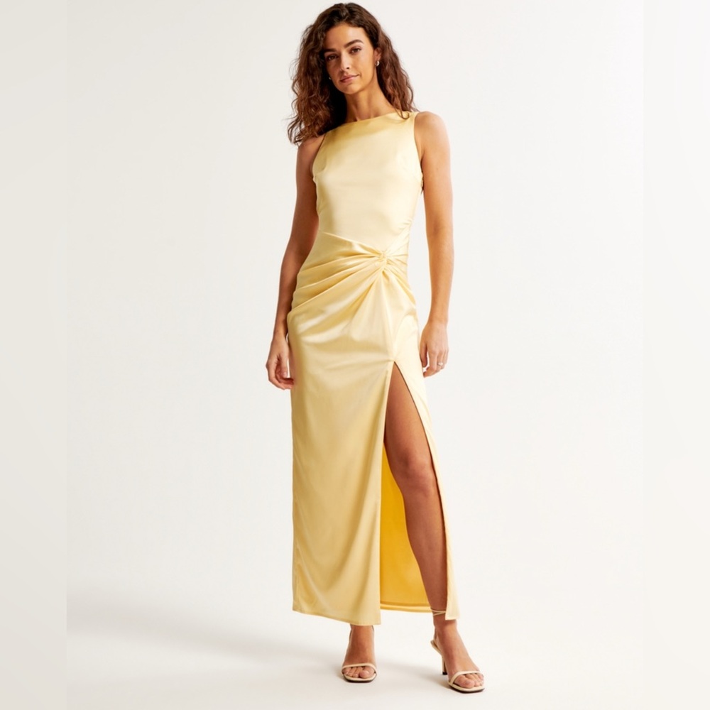 Abercrombie & Fitch Draped Skirt Maxi Dress, Yellow, Size Large